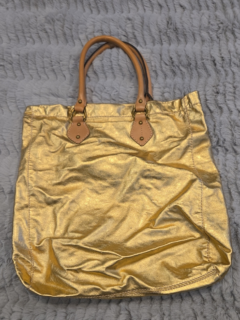 J Crew Thompson Gold Leather Tote NWOT